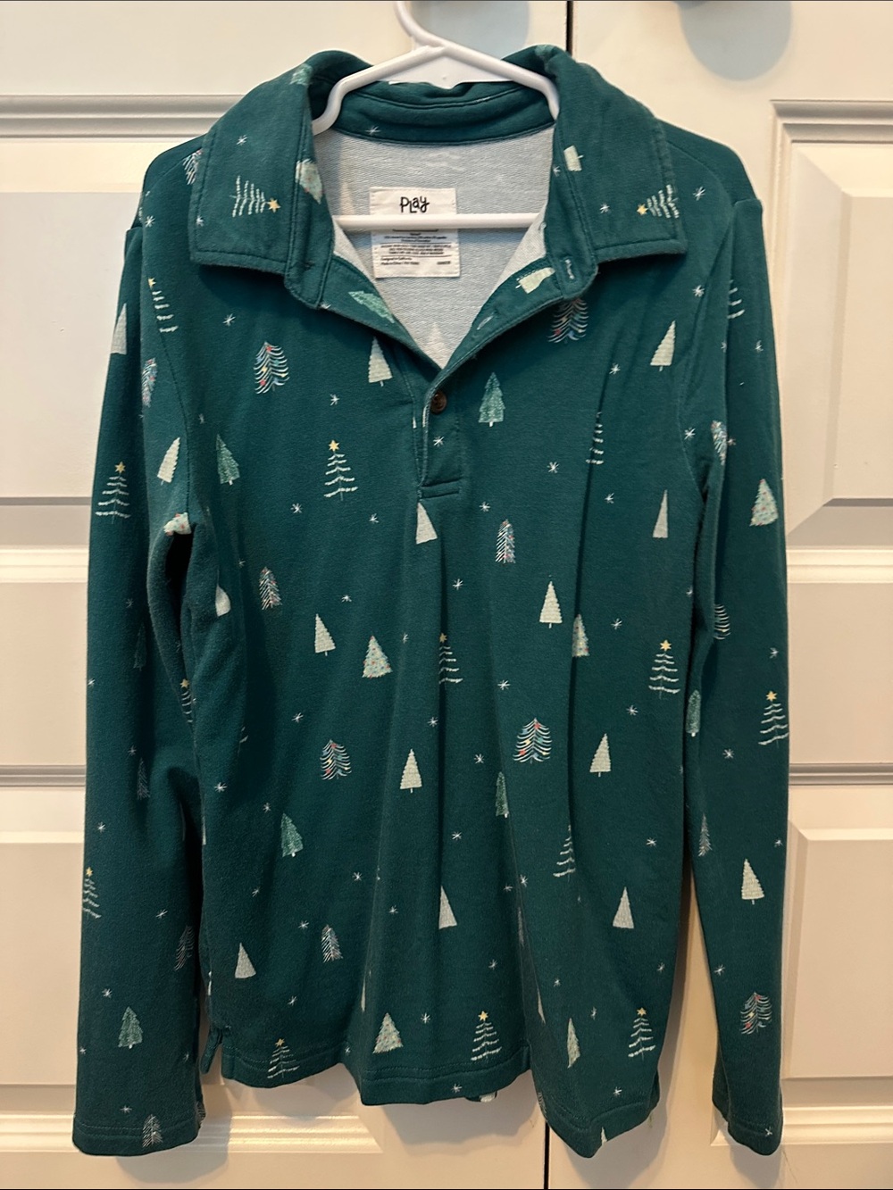 Little Sleepies Green Christmas Holiday Forest Print long sleeve